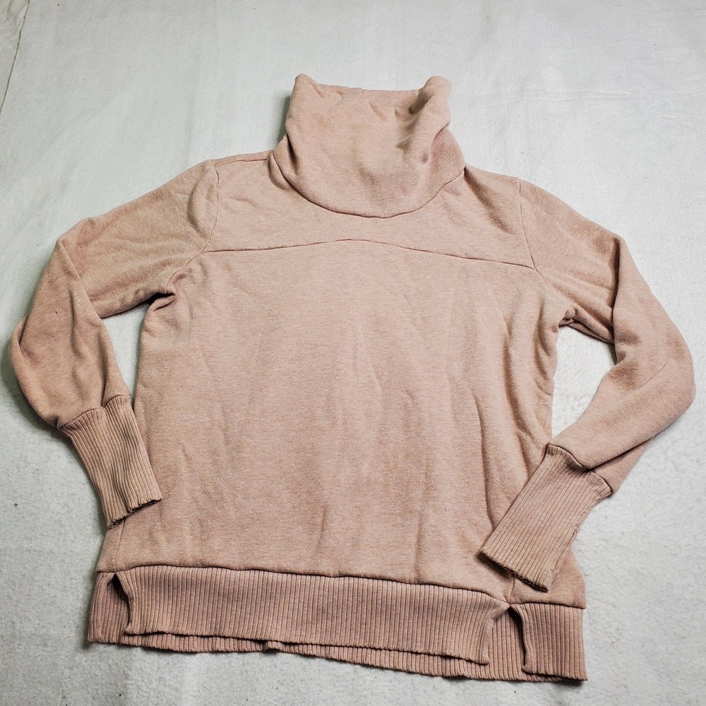 Alo Yoga Womens Haze Funnel Neck Sweatshirt Pink Fleece Pullover Large